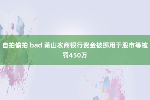 自拍偷拍 bad 萧山农商银行资金被挪用于股市等被罚450万