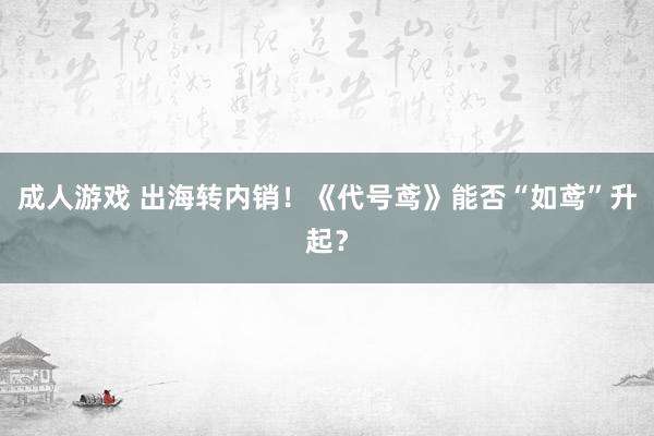 成人游戏 出海转内销！《代号鸢》能否“如鸢”升起？