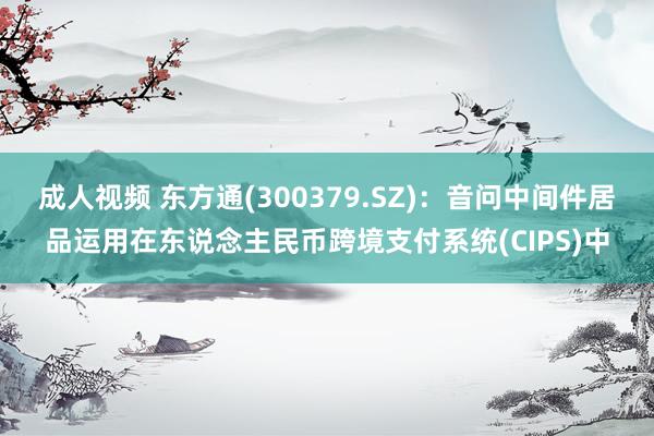 成人视频 东方通(300379.SZ)：音问中间件居品运用在东说念主民币跨境支付系统(CIPS)中