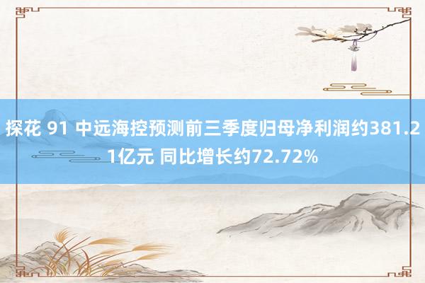 探花 91 中远海控预测前三季度归母净利润约381.21亿元 同比增长约72.72%