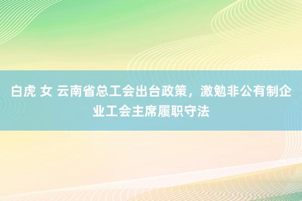 白虎 女 云南省总工会出台政策，激勉非公有制企业工会主席履职守法