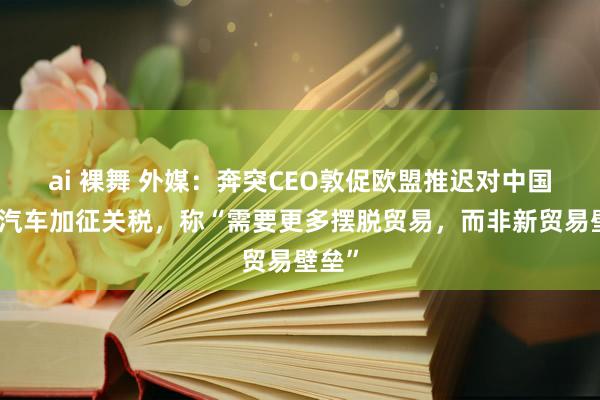 ai 裸舞 外媒：奔突CEO敦促欧盟推迟对中国电动汽车加征关税，称“需要更多摆脱贸易，而非新贸易壁垒”