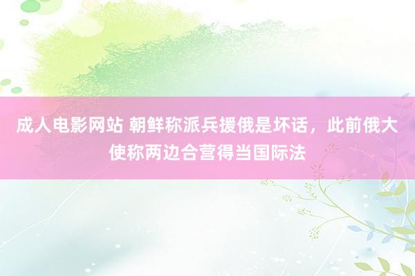 成人电影网站 朝鲜称派兵援俄是坏话，此前俄大使称两边合营得当国际法