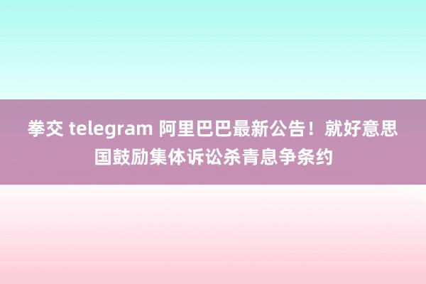 拳交 telegram 阿里巴巴最新公告！就好意思国鼓励集体诉讼杀青息争条约