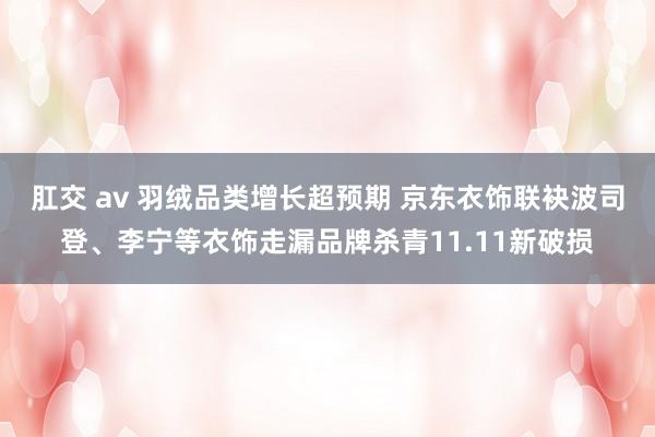 肛交 av 羽绒品类增长超预期 京东衣饰联袂波司登、李宁等衣饰走漏品牌杀青11.11新破损