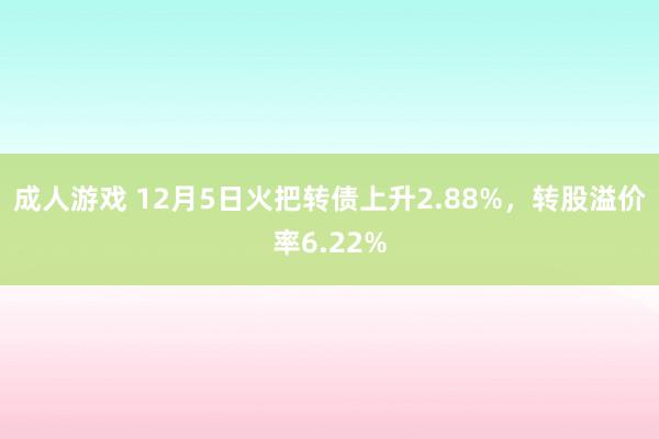 成人游戏 12月5日火把转债上升2.88%，转股溢价率6.22%