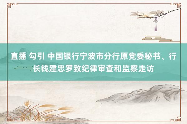 直播 勾引 中国银行宁波市分行原党委秘书、行长钱建忠罗致纪律审查和监察走访