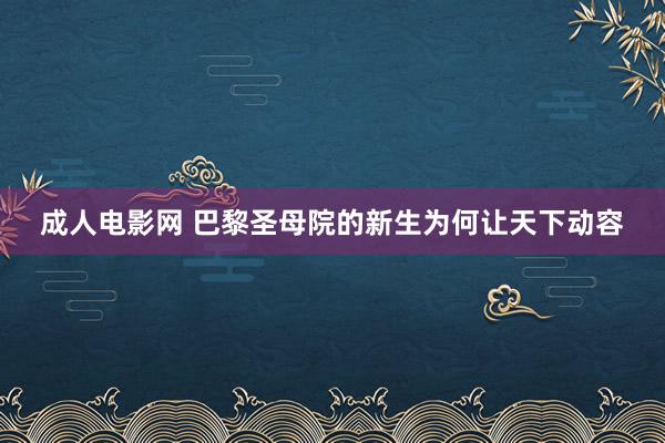 成人电影网 巴黎圣母院的新生为何让天下动容