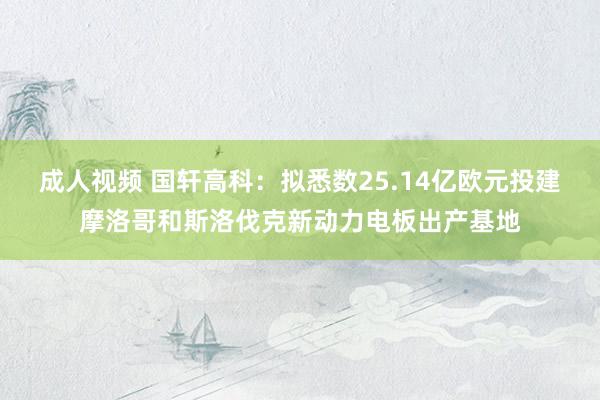 成人视频 国轩高科：拟悉数25.14亿欧元投建摩洛哥和斯洛伐克新动力电板出产基地