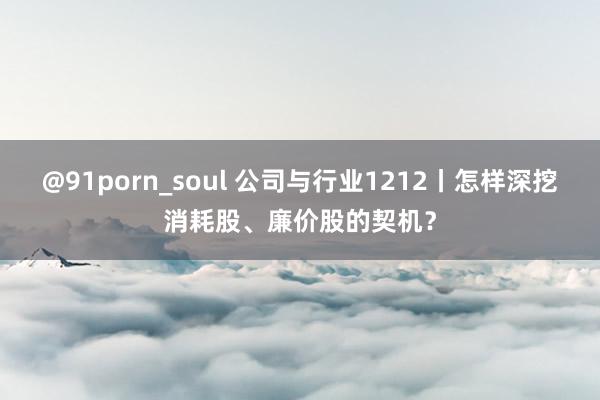 @91porn_soul 公司与行业1212丨怎样深挖消耗股、廉价股的契机？