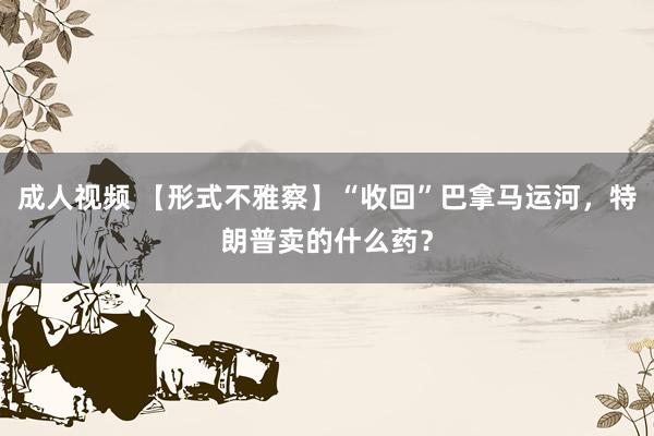 成人视频 【形式不雅察】“收回”巴拿马运河，特朗普卖的什么药？