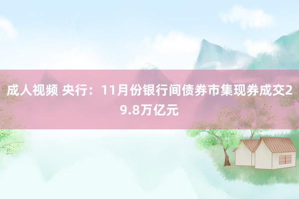 成人视频 央行：11月份银行间债券市集现券成交29.8万亿元