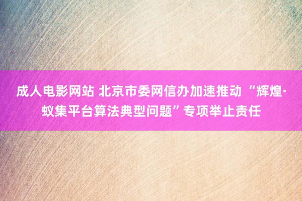 成人电影网站 北京市委网信办加速推动 “辉煌·蚁集平台算法典型问题”专项举止责任