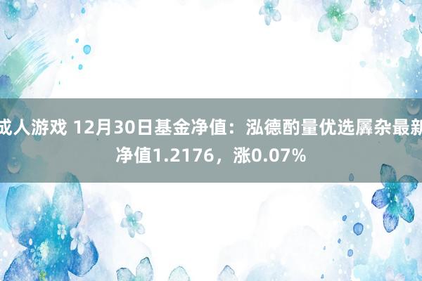 成人游戏 12月30日基金净值：泓德酌量优选羼杂最新净值1.2176，涨0.07%