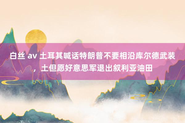 白丝 av 土耳其喊话特朗普不要相沿库尔德武装，土但愿好意思军退出叙利亚油田