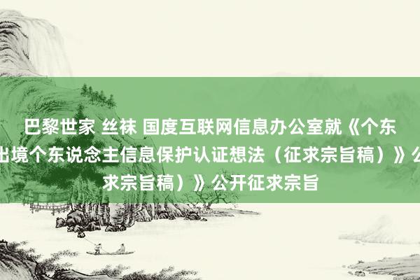 巴黎世家 丝袜 国度互联网信息办公室就《个东说念主信息出境个东说念主信息保护认证想法（征求宗旨稿）》公开征求宗旨