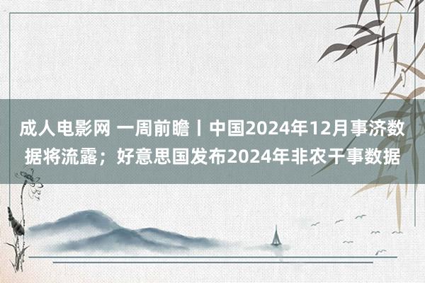 成人电影网 一周前瞻丨中国2024年12月事济数据将流露；好意思国发布2024年非农干事数据