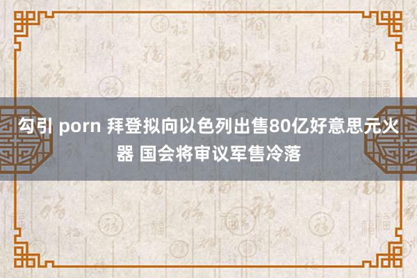 勾引 porn 拜登拟向以色列出售80亿好意思元火器 国会将审议军售冷落