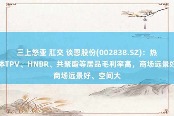 三上悠亚 肛交 谈恩股份(002838.SZ)：热塑性弹性体TPV、HNBR、共聚酯等居品毛利率高，商场远景好、空间大