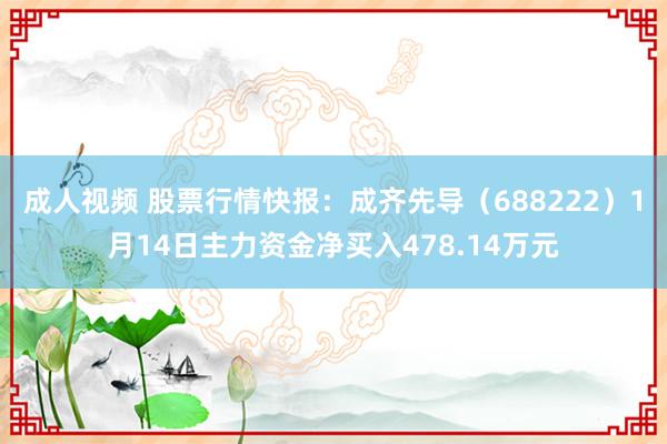 成人视频 股票行情快报：成齐先导（688222）1月14日主力资金净买入478.14万元