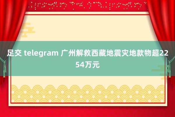 足交 telegram 广州解救西藏地震灾地款物超2254万元